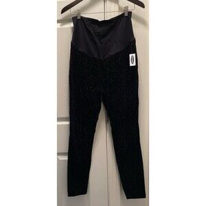 New Old Navy Maternity Pants‎ Black Velvet Leopard Print Women's Large